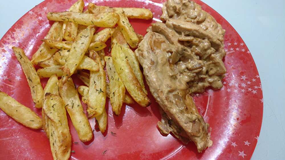 image Aiguillettes de Poulet à la Sauce Moutarde et Frites au Thym