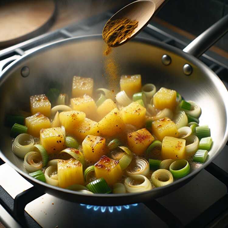 image Fondue de Poireaux à l'Ananas et Curry