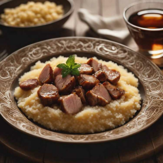 Filet Mignon Caramélisé à la Sauce Soja avec Semoule