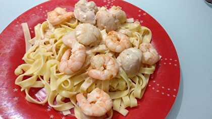 Tagliatelles aux Crevettes et Saint-Jacques Façon Légère