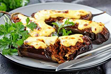 Aubergine Farcie au Bœuf et Mozzarella