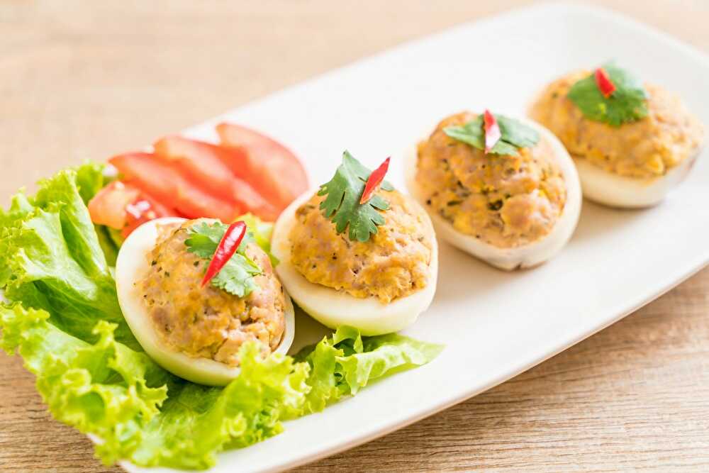 image Œuf Farci au Thon et Mayo Cétogène – Idéal pour Petit-déjeuner Salé, Entrée, Apéritif ou Repas Léger