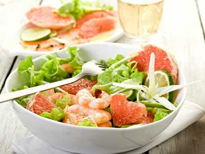 Salade Fraîche de Crevettes et Pamplemousse Rose