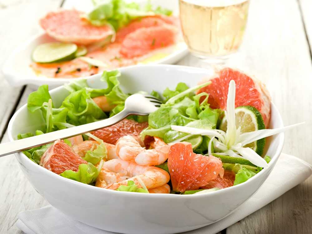 image Salade Fraîche de Crevettes et Pamplemousse Rose