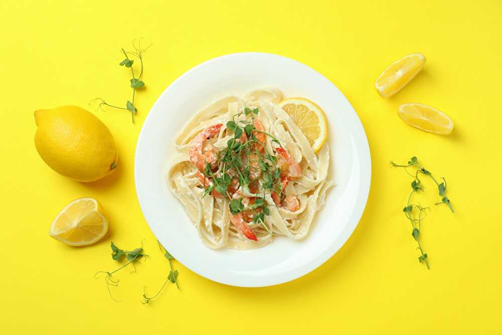 image Tagliatelles aux Crevettes, Citron et Basilic