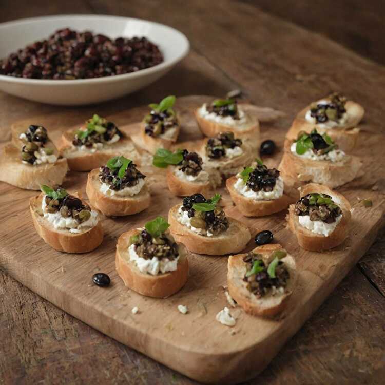 image Crostini au Fromage de Chèvre et Tapenade d’Olives