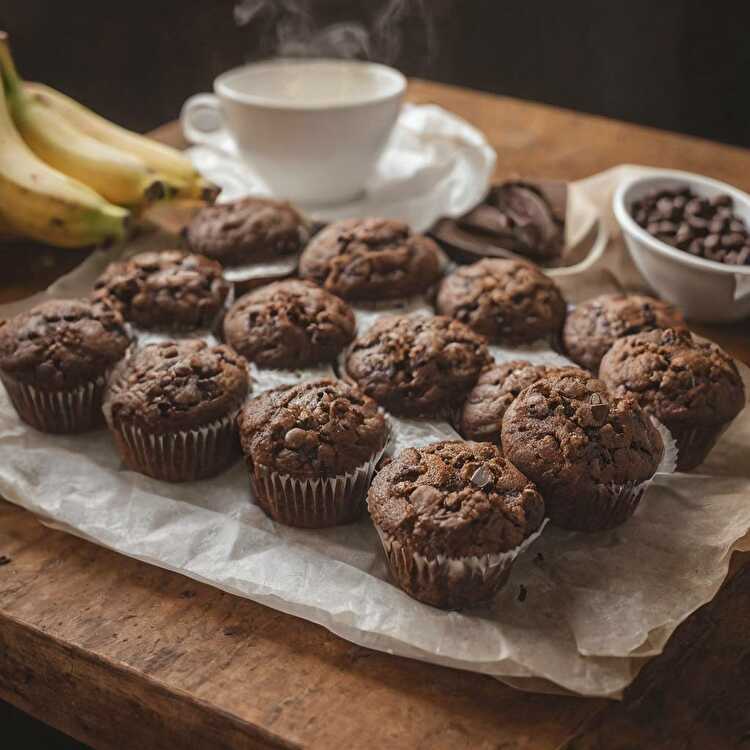 image Muffins Double Chocolat à la Banane Allégés