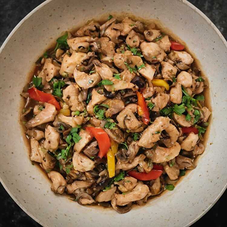 image Poulet Épicé aux Poivrons et Champignons Noirs