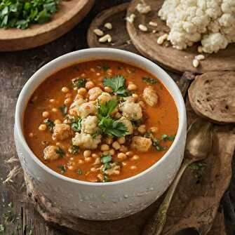 Soupe de Chou-fleur et Pois Chiches à l'Indienne