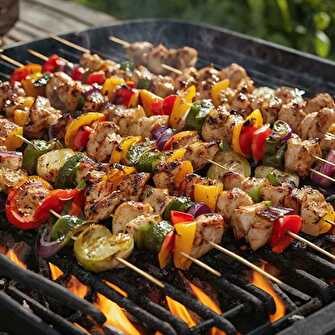 Brochettes de poulet aux poivrons au barbecue