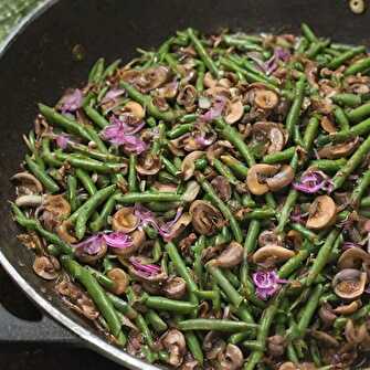 Haricots Verts à la Poêle avec Champignons